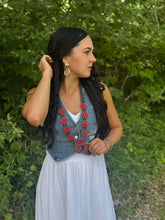 Load image into Gallery viewer, Faux Coral Long Squash Blossom Statement Necklace - 32 inch necklace