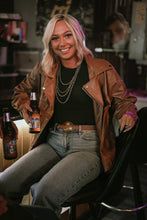Load image into Gallery viewer, Faux Leather Moto Jacket - medium and large remain