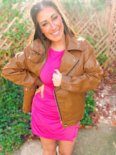 Load image into Gallery viewer, Faux Leather Moto Jacket - medium and large remain