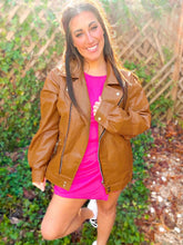 Load image into Gallery viewer, Faux Leather Moto Jacket - medium and large remain