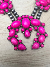Load image into Gallery viewer, Faux Pink Squash Blossom Necklace on Double Strand Pearls -  18 inch necklace