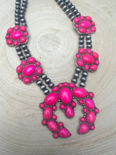 Load image into Gallery viewer, Faux Pink Squash Blossom Necklace on Double Strand Pearls -  18 inch necklace