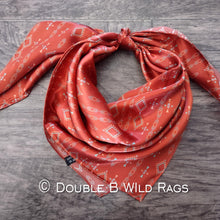Load image into Gallery viewer, Wild Rag 100% SILK Rusty Orange Aztec Cowboy Western Neck Scarf Bandanna by Double B Wild Rags