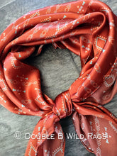 Load image into Gallery viewer, Wild Rag 100% SILK Rusty Orange Aztec Cowboy Western Neck Scarf Bandanna by Double B Wild Rags