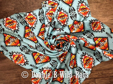 Load image into Gallery viewer, Wild Rag 100% Silk Light Blue with Orange Serape Cowboy Western Neck Scarf Bandanna by Double B Wild Rags