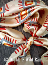 Load image into Gallery viewer, Wild Rag 100% Silk Aztec Ivory and Burgundy Cowboy Western Neck Scarf Bandanna by Double B Wild Rags