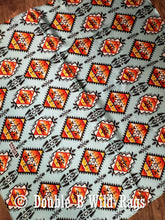 Load image into Gallery viewer, Wild Rag 100% Silk Light Blue with Orange Serape Cowboy Western Neck Scarf Bandanna by Double B Wild Rags