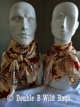Load image into Gallery viewer, Wild Rag 100% Silk Aztec Ivory and Burgundy Cowboy Western Neck Scarf Bandanna by Double B Wild Rags