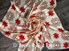 Load image into Gallery viewer, Wild Rag 100% Silk Aztec Ivory and Burgundy Cowboy Western Neck Scarf Bandanna by Double B Wild Rags