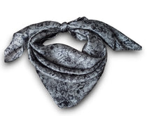 Load image into Gallery viewer, Wild Rag 100% SILK Dark Grey Pin Up Cowgirls and Hollyhock flowers Cowboy Western Neck Scarf Bandanna by Double B Wild Rags