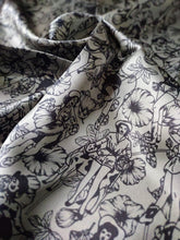 Load image into Gallery viewer, Wild Rag 100% SILK Dark Grey Pin Up Cowgirls and Hollyhock flowers Cowboy Western Neck Scarf Bandanna by Double B Wild Rags
