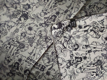 Load image into Gallery viewer, Wild Rag 100% SILK Dark Grey Pin Up Cowgirls and Hollyhock flowers Cowboy Western Neck Scarf Bandanna by Double B Wild Rags