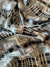 Load image into Gallery viewer, Silk Wild Rag Black and Silver Navajo Native Print by Double B Wild Rags