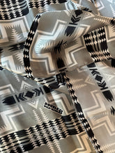 Load image into Gallery viewer, Silk Wild Rag Black and Silver Navajo Native Print by Double B Wild Rags