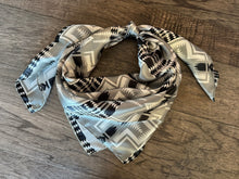 Load image into Gallery viewer, Silk Wild Rag Black and Silver Navajo Native Print by Double B Wild Rags