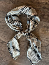 Load image into Gallery viewer, Silk Wild Rag Black and Silver Navajo Native Print by Double B Wild Rags