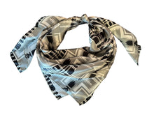 Load image into Gallery viewer, Silk Wild Rag Black and Silver Navajo Native Print by Double B Wild Rags