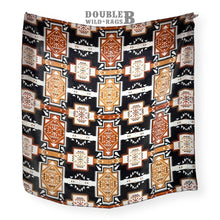 Load image into Gallery viewer, 100% Silk Wild Rag Aztec Native tribal inspired pattern of brown, black, and white by Double B Wild Rags