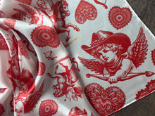 Load image into Gallery viewer, 100% Silk Wild Rag “Cowboys Best Friend” by Double B Wild Rags Cowdog sketch’s on beige Corgi Frenchie Golden Retriever Jack Russel