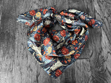 Load image into Gallery viewer, 100% Silk Wild Rag Navy Blue Cow skulls and Cactus Double B Wild Rags