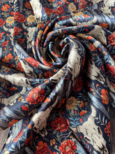 Load image into Gallery viewer, 100% Silk Wild Rag Navy Blue Cow skulls and Cactus Double B Wild Rags