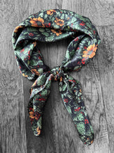 Load image into Gallery viewer, 100% Silk Wild Rag Black Cactus Orange Floral by Double B Wild Rags
