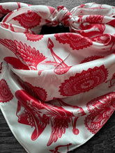 Load image into Gallery viewer, 100% Silk Wild Rag “Cowboys Best Friend” by Double B Wild Rags Cowdog sketch’s on beige Corgi Frenchie Golden Retriever Jack Russel