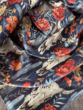 Load image into Gallery viewer, 100% Silk Wild Rag Navy Blue Cow skulls and Cactus Double B Wild Rags