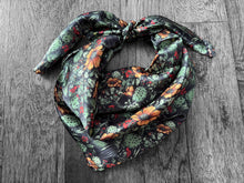 Load image into Gallery viewer, 100% Silk Wild Rag Black Cactus Orange Floral by Double B Wild Rags
