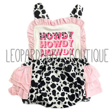 Load image into Gallery viewer, Howdy cow ruffle Romper