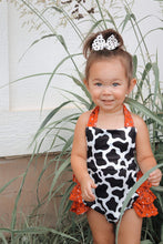 Load image into Gallery viewer, Cow paisley tie romper