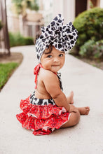 Load image into Gallery viewer, Cow paisley tie romper