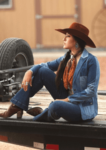Load image into Gallery viewer, Denim Patchwork Blazer with Front Pockets