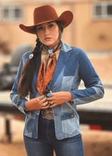 Load image into Gallery viewer, Denim Patchwork Blazer with Front Pockets