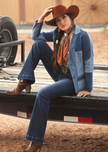 Load image into Gallery viewer, Denim Patchwork Blazer with Front Pockets
