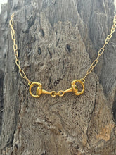 Load image into Gallery viewer, Snaffle Bit Gold Paperclip Chain Necklace