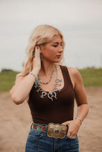 Load image into Gallery viewer, Squash Blossom and Faux Turquoise &amp; Earring Set - 24 inch necklace