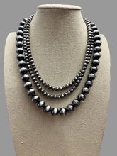 Load image into Gallery viewer, Western Faux Sterling Pearl Necklace Set - Layered 3 strand set