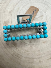 Load image into Gallery viewer, Western Faux Turquoise Rectangle Hair Claw Clip