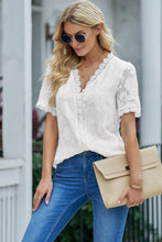 Load image into Gallery viewer, Applique Lace Trim V-Neck Blouse