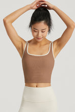Load image into Gallery viewer, Contrast Square Neck Cropped Sports Tank