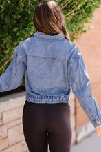 Load image into Gallery viewer, Button Down Collared Neck Denim Jacket