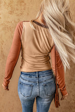 Load image into Gallery viewer, Color Block Exposed Seam Long Sleeve Top