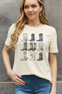 Simply Love Simply Love Full Size Cowboy Boots Graphic Cotton Tee