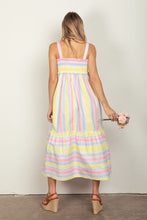 Load image into Gallery viewer, VERY J Striped Woven Smocked Midi Cami Dress