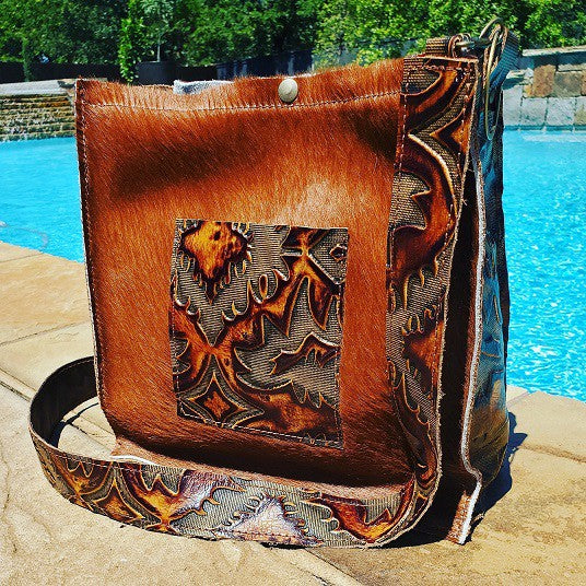 Hair on HIde Box Handbag Laredo Side Accents