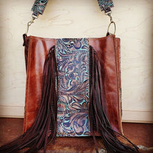 Load image into Gallery viewer, Hair on Hide Box Handbag w/ Turq Brown Floral