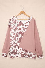 Load image into Gallery viewer, Cow Print Color Block Asymmetrical Long Sleeve Top