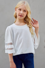 Load image into Gallery viewer, Girls Sheer Striped Flare Sleeve Tee Shirt