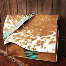 Load image into Gallery viewer, Large Hair on Hide bag w/ Turq Chateau with flap